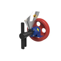 Arbeitseinheit des Extruders EGK-30 mit Riemenscheiben
