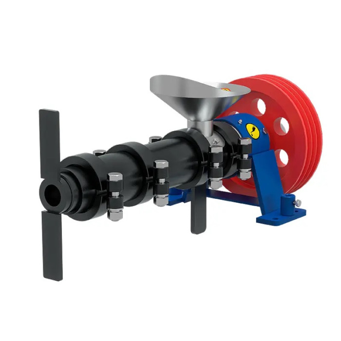 Arbeitseinheit des Extruders EGK-80/100 mit Riemenscheiben