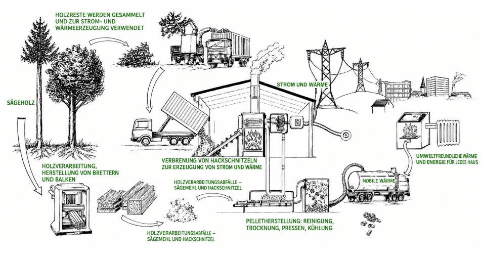 The Production Process of a Wood Pellet Production Line